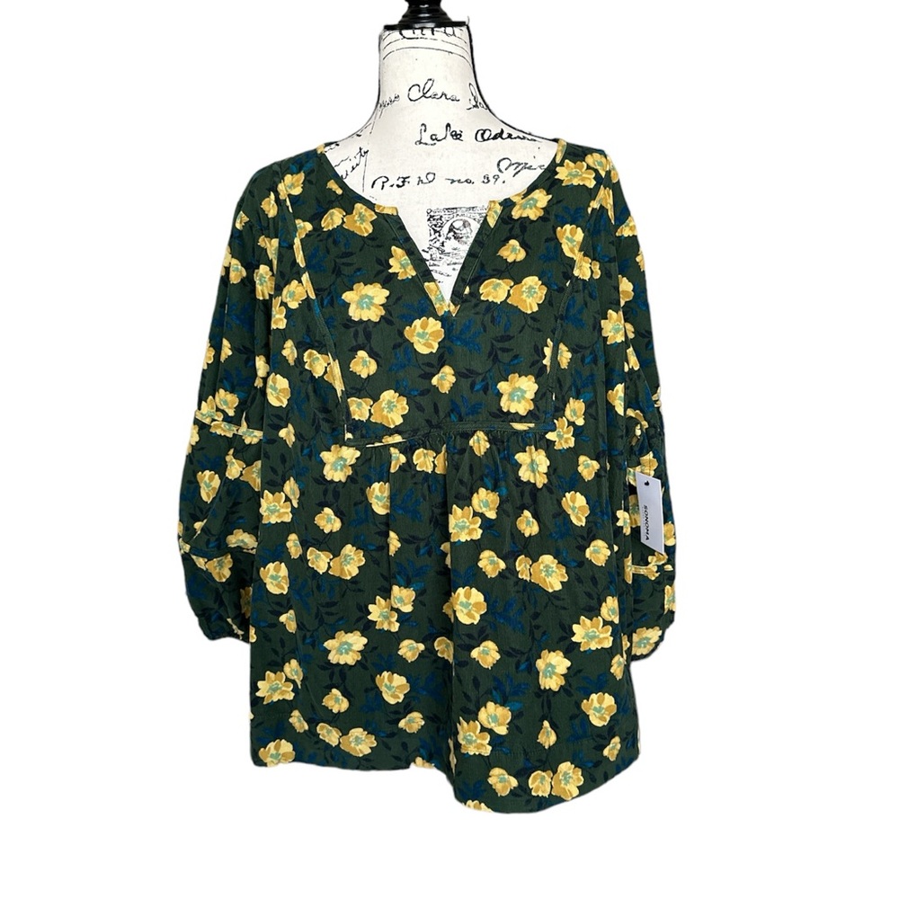 Woman’s Green Floral Blouse by Sonoma 3XL NWT